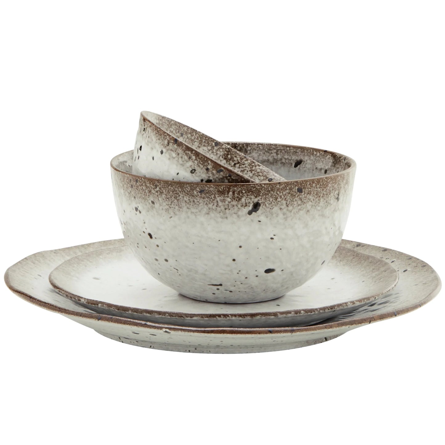 Handgefertigter Steingut-Lunchteller 'Mocha Ripple' von Madam Stoltz