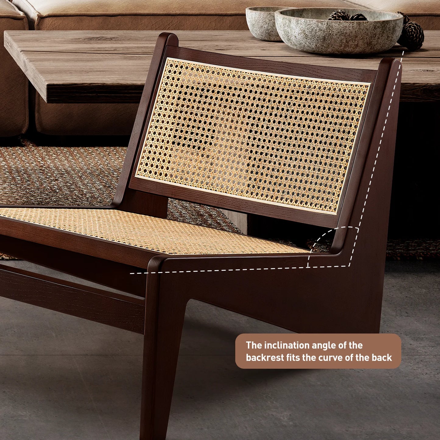 Eschenholz Rattan-Sessel – Elegantes Einzelsofa & Relaxsessel