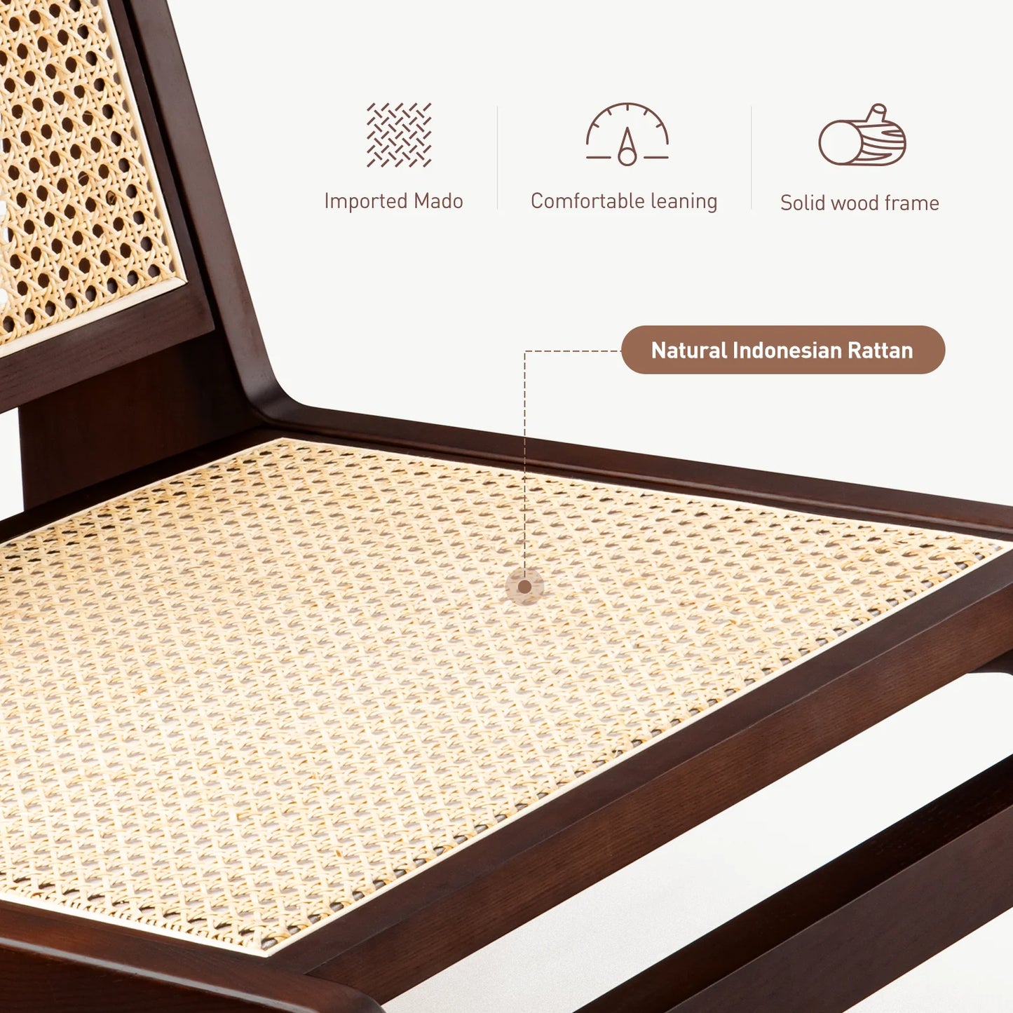 Eschenholz Rattan-Sessel – Elegantes Einzelsofa & Relaxsessel