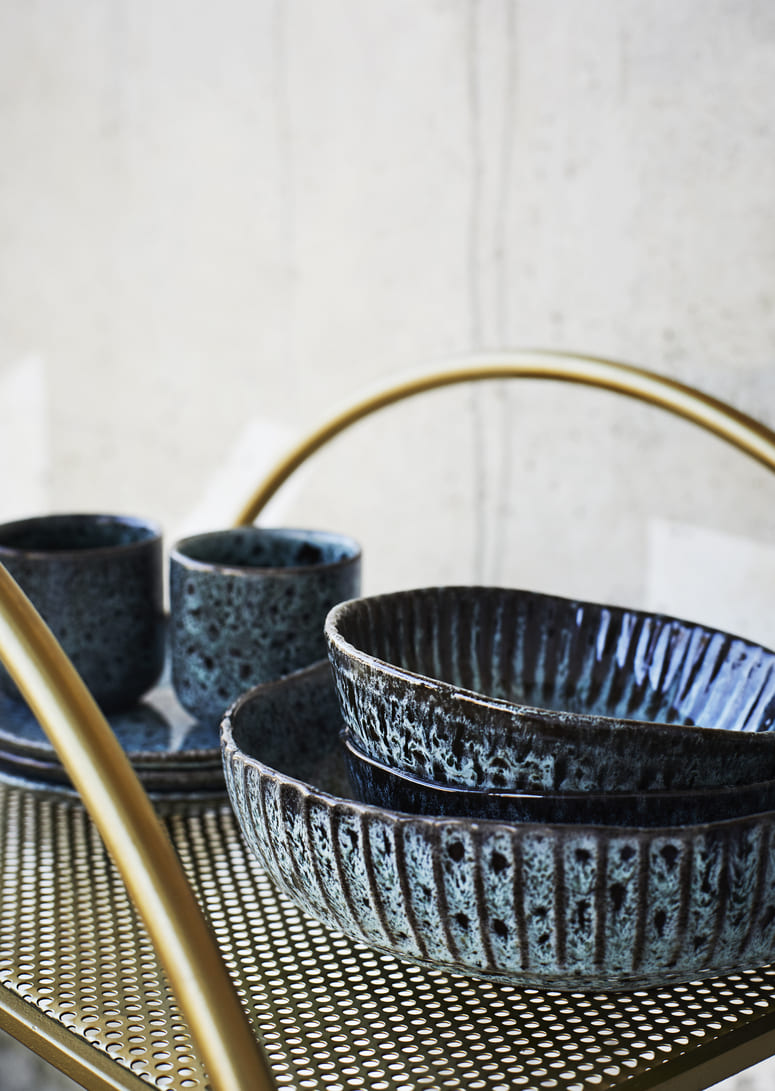 Handgefertigter Stoneware Lunchteller 'Ocean Speckle' von Madam Stoltz
