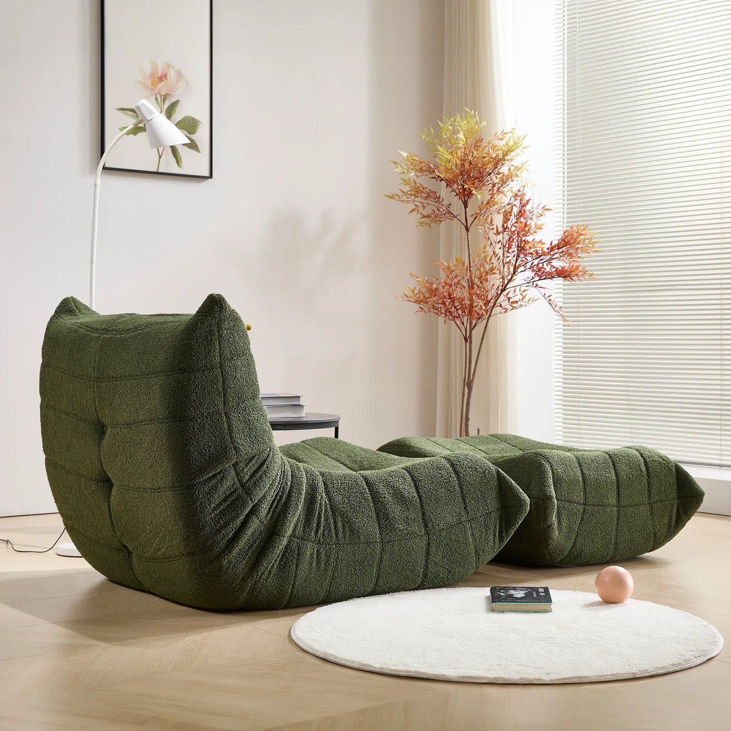 Teddy-Lounge Sessel "Cloud" | Inkl. Hocker & Premium Teddy-Fleece