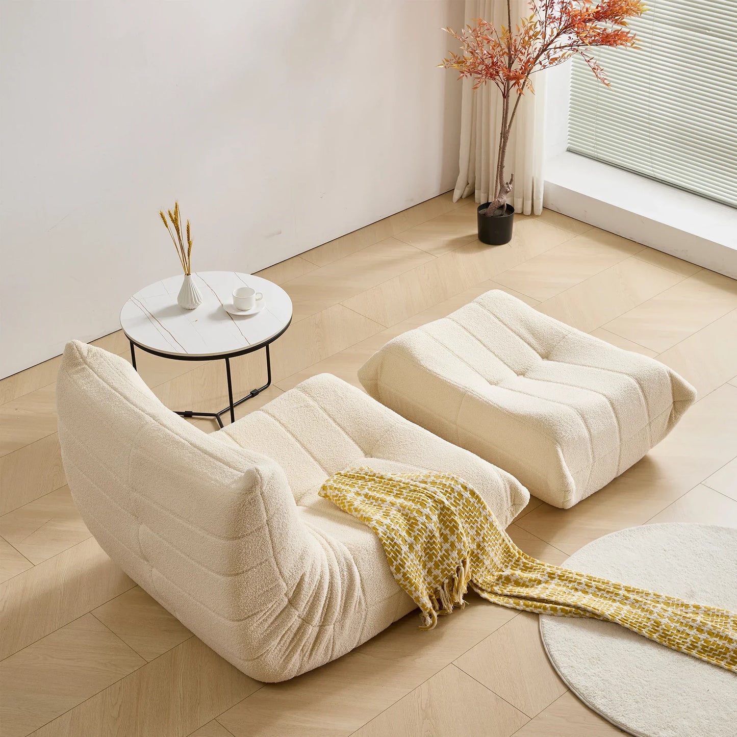 Teddy-Lounge Sessel "Cloud" | Inkl. Hocker & Premium Teddy-Fleece