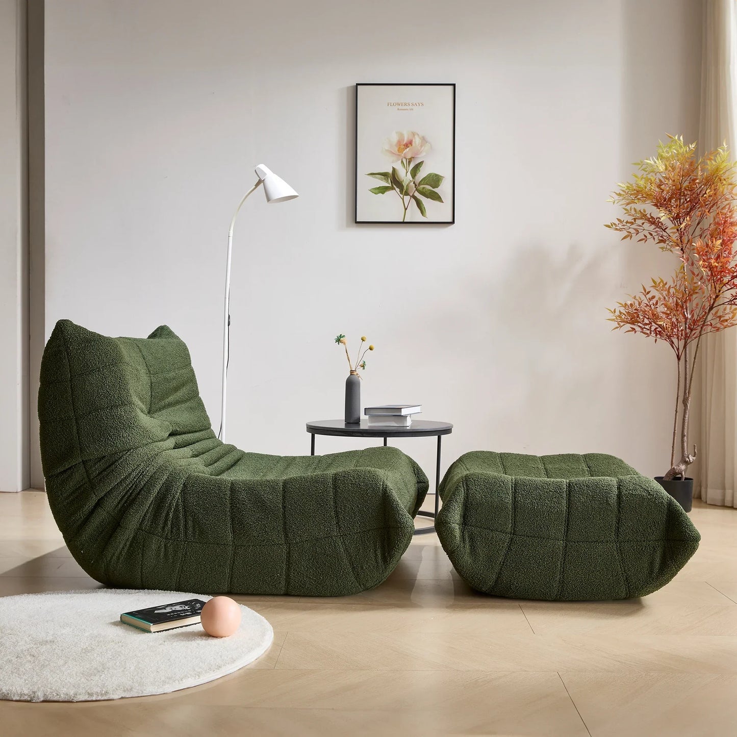 Teddy-Lounge Sessel "Cloud" | Inkl. Hocker & Premium Teddy-Fleece