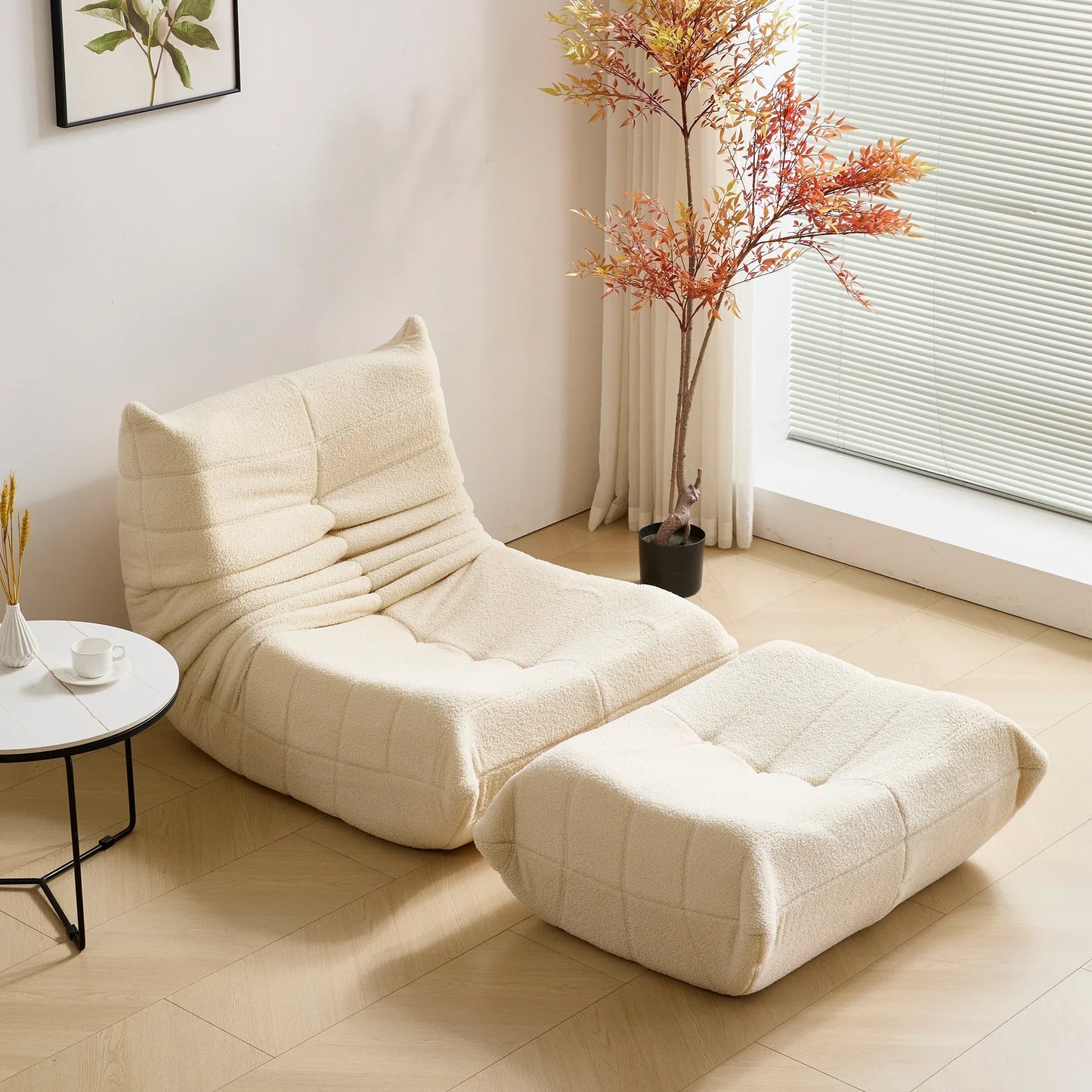 Teddy-Lounge Sessel "Cloud" | Inkl. Hocker & Premium Teddy-Fleece