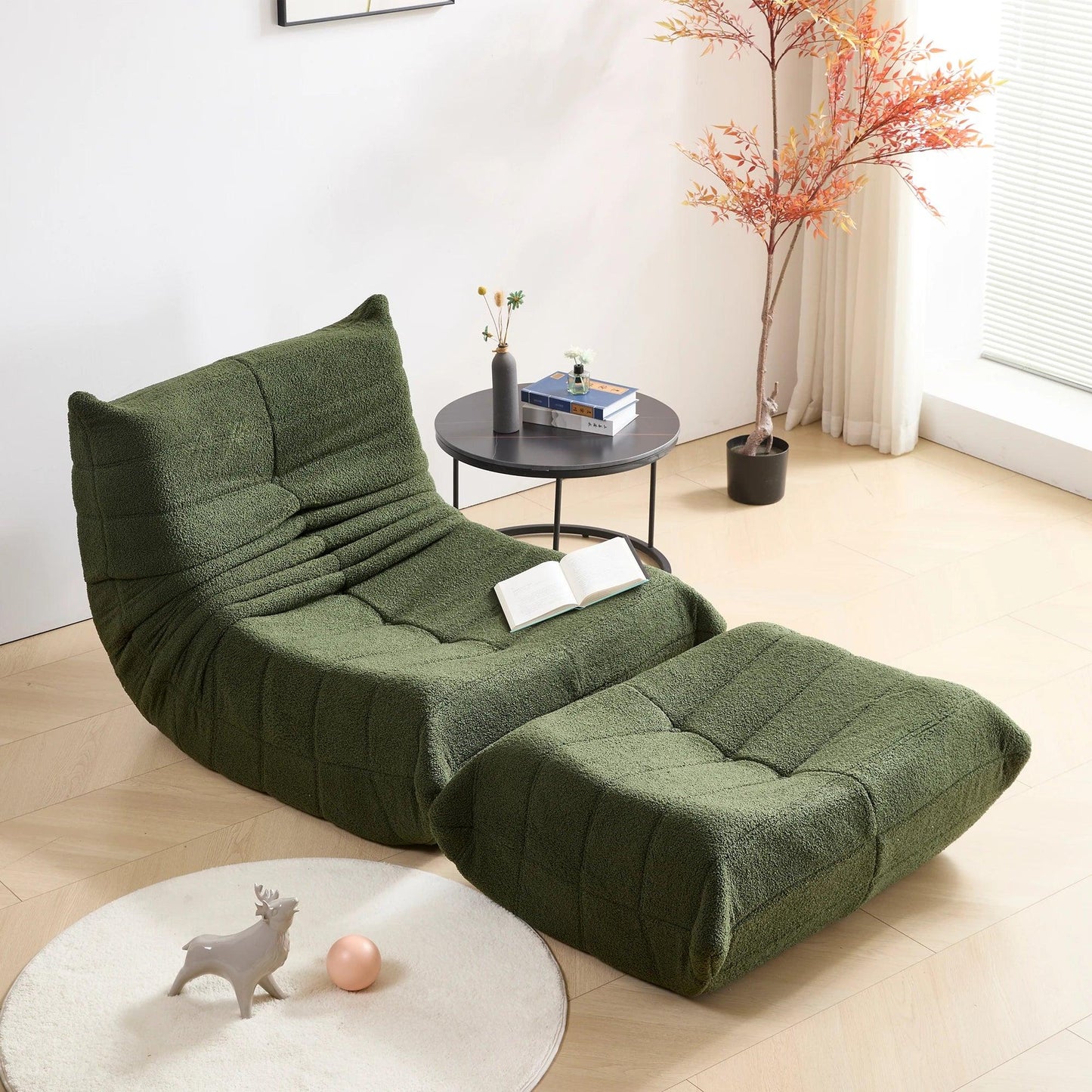 Teddy-Lounge Sessel "Cloud" | Inkl. Hocker & Premium Teddy-Fleece