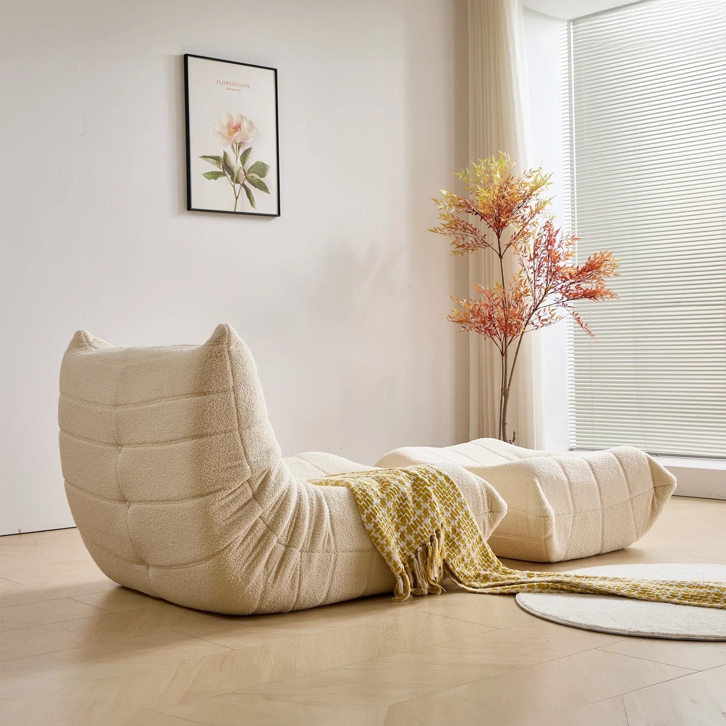 Teddy-Lounge Sessel "Cloud" | Inkl. Hocker & Premium Teddy-Fleece