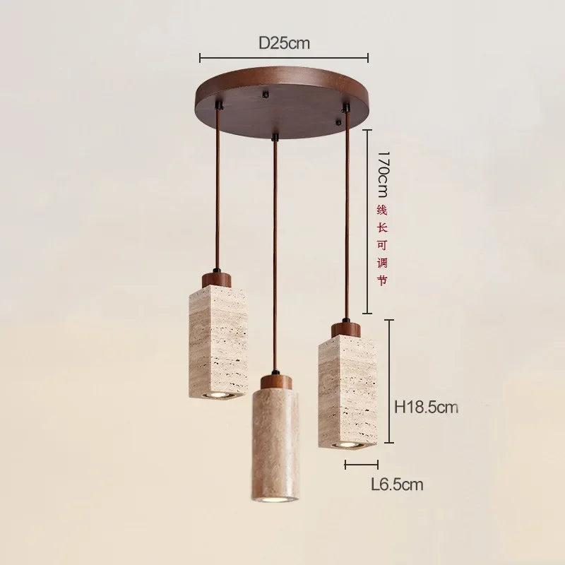 Wabi-Sabi Pendelleuchte aus Travertin