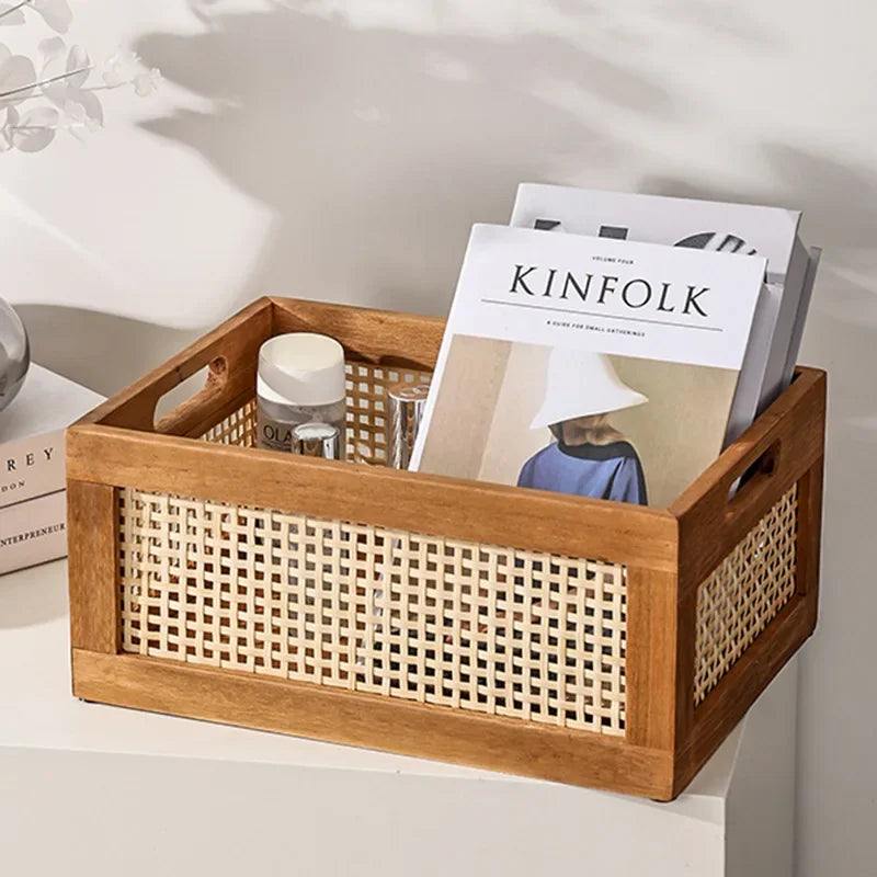 Vintage Rattan-Bambus Aufbewahrungskörbe