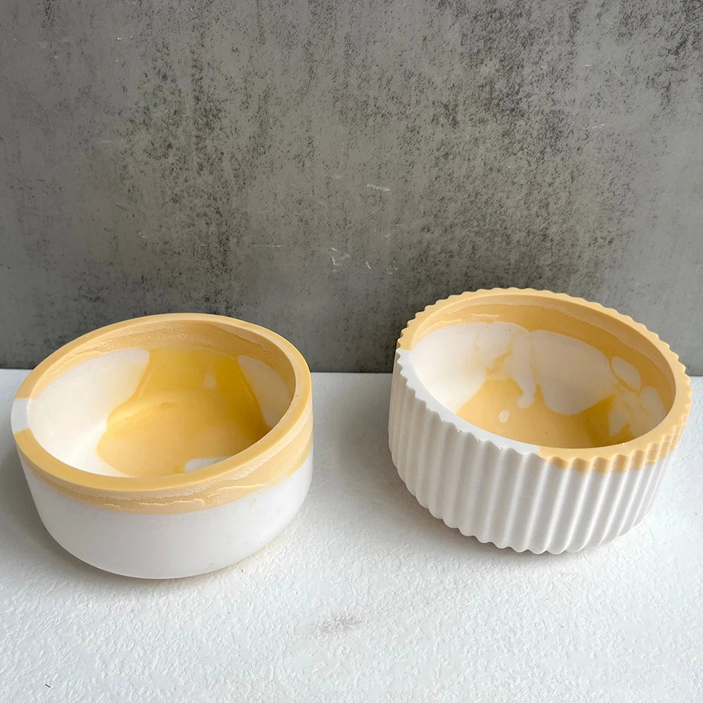 Runde Streifen Kerzenglas Silikonform - DIY Handgemachte Aufbewahrungsbox & Stiftehalter, Gießformen für Zement & Gipsvasen