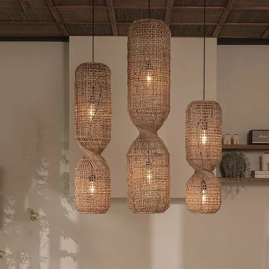 Rattan Pendelleuchte "Finca Twist"