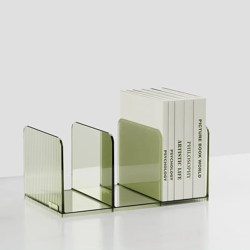 CrystalCrest Transparent Bookends - Transparente Buchstützen
