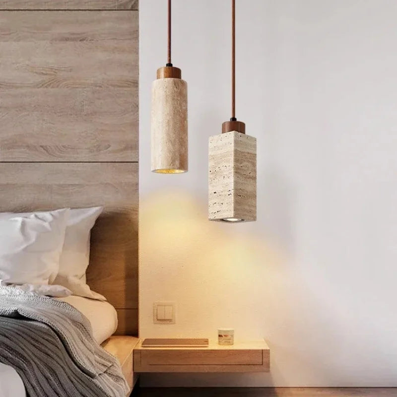 Wabi-Sabi Pendelleuchte aus Travertin