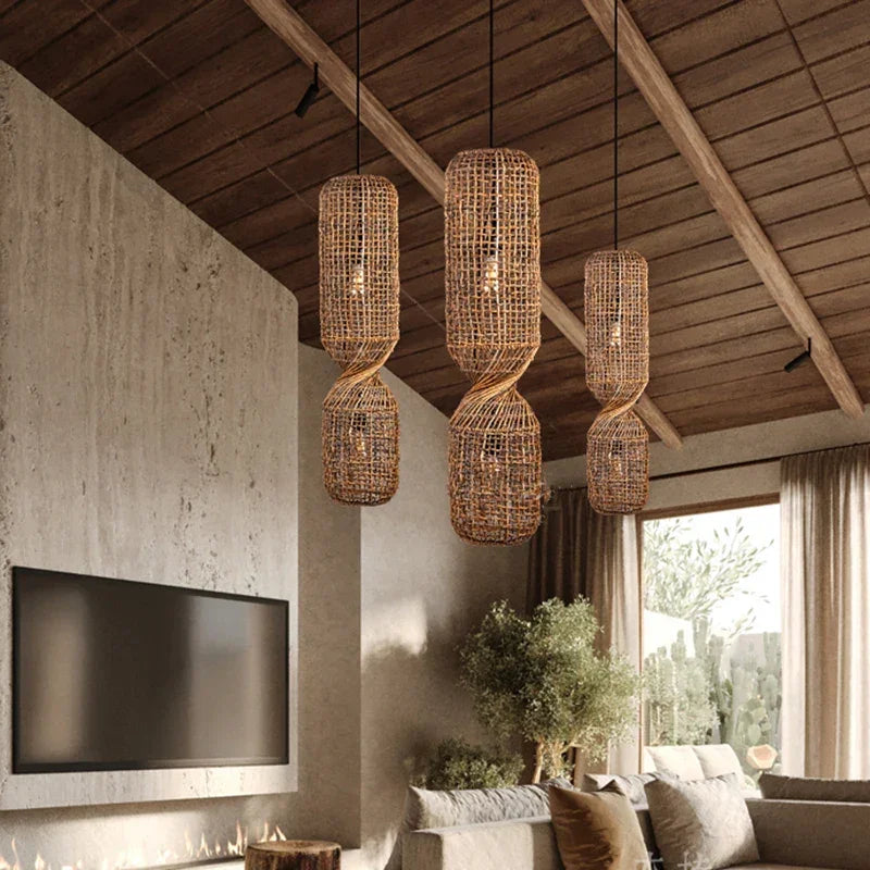 Rattan Pendelleuchte "Finca Twist"